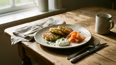 Skotské bramborové tattie scones na pánvi: rychlý recept se zakysanou smetanou a lososem